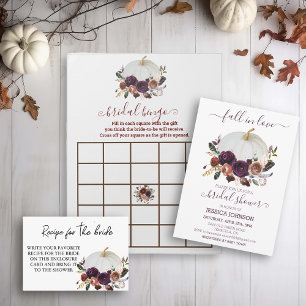 Autumn White Pumpkin Fall in Love Bingo Notepad