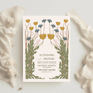 Vintage Floral Art Nouveau Wedding All In One Invitation