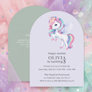 Classic Pastel Magical Unicorn Girl Birthday Favou Round Sticker