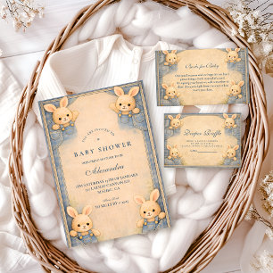 Vintage Blue Jeans Bunny Nursery  Baby Shower Napkin