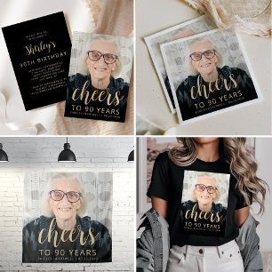 Custom Photo Cheers 90th Birthday Party Tri-Blend Shirt