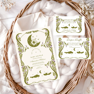 Minimal Moon And Stars Baby Shower Invitation