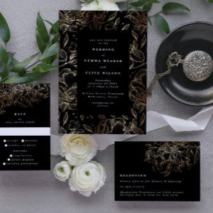 Gold Black Foil Botanical Photo Save The Date