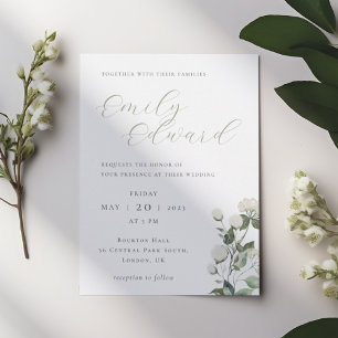 Sage Green and White Floral Wedding Programme