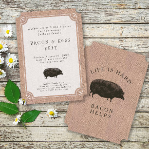 Family Reunion Brunch Rustic Farm Vintage Pig Invitation