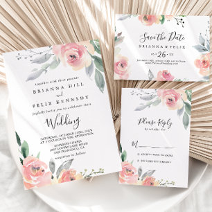 Elegant Pink Blush Floral We Still Do Vow Renewal Invitation