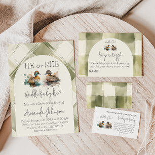 Elegant Waddle It Be Mallard Duck Gender Reveal Invitation