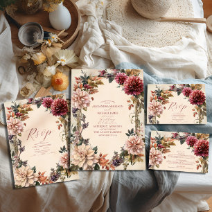 Unique Victorian Royal Floral Wedding  Invitation