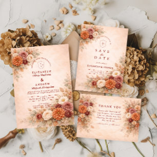 Romantic Fall Floral Wedding Invitation