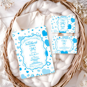 Little Sweetheart Blue Valentine Boy Baby Shower Invitation