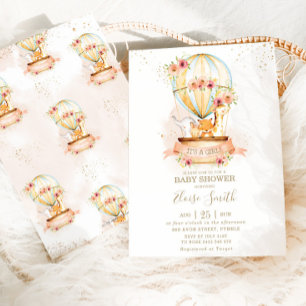 Hot Air Balloon Baby Shower by Mail Cute Animals Invitation