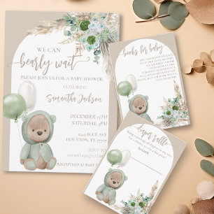 Bearly Wait Boho Green Bear Books  Enclosure Card