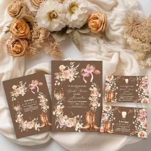 Boho Floral Western Bridal Shower Invitation