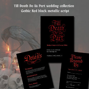 gothic Mr & Mrs  – Red Metallic Script  Acrylic Invitations