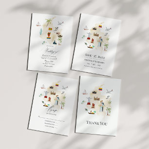 Colombia Destination Wedding Map RSVP Card