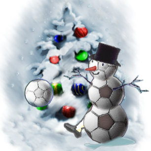 Soccer Ball Snowman Christmas Holiday Card