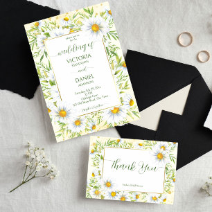 Wild daisy flowers spring summer bridal shower invitation