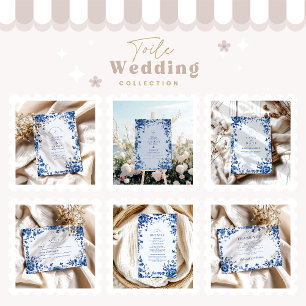 Victorian Toile Vintage Blue Floral Wedding Enclosure Card