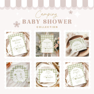 Green Camping Baby Shower Invitation