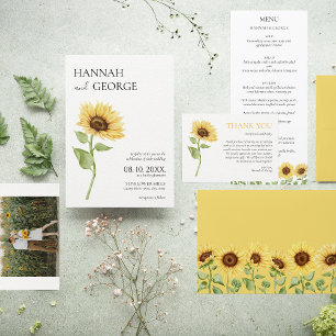 Minimalist Sunflower Photo Arch Wedding  Save The Date