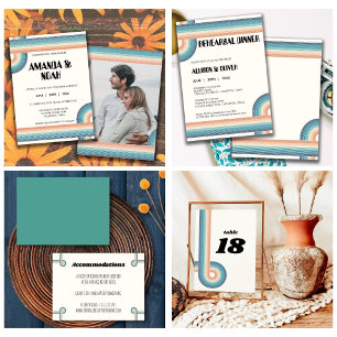 Vintage Retro Old Style 70s Wedding Invitation