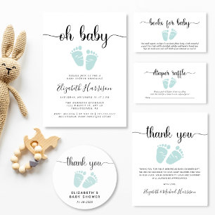 Budget Oh Baby Mint Green Shower Invitation