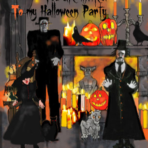 Halloween Party Invitation with Witch by artist