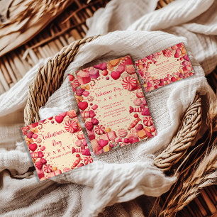 Retro Candy Sweets Valentine Party Paper Plate