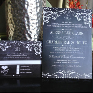 Modern Chalkboard Burgundy Typography Invite