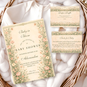 Vintage Rose Botanical Baby Shower Invitation