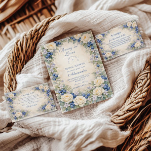 Blueberry Floral Heirloom Bridal Shower Invitation