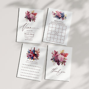 Vino Before Vows Floral Wine Bridal Shower Advice Card