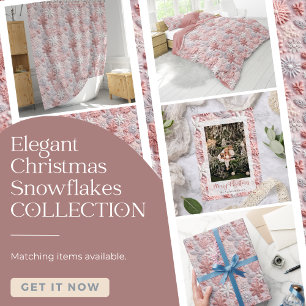Elegant Christmas Pink and Silver Snowflakes Shower Curtain