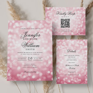 Elegant Script Wedding Blush Pink Bokeh Lights Save The Date