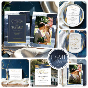 Abstract Wedding Save the Date Invitations   Blue