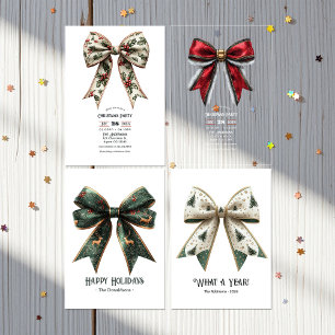 Transparent Elegant Red Bow Christmas Party Acrylic Invitations