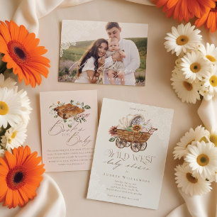 Western Rocking Horse Baby Shower QR Code Registry Enclosure Card