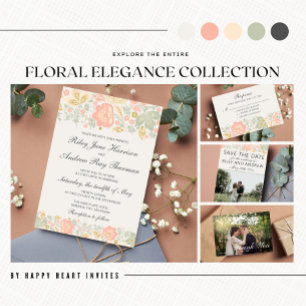 Floral Elegance Peach Blush Sage Baby Shower Invitation