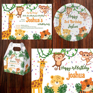 Cute jungle safari animal party thank you card