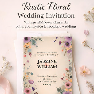 🌹 Blush & Plum Floral Wedding Invitation 💐💒