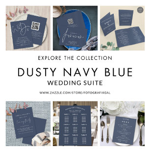 Dusty Navy Blue Wedding Evening Party Invitation