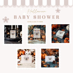 Cute Purple Halloween Baby Shower Invitation