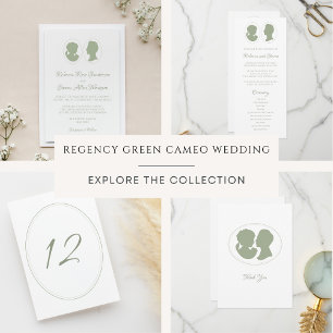 Classic Regency Green Cameo Wedding Ceremony Programme