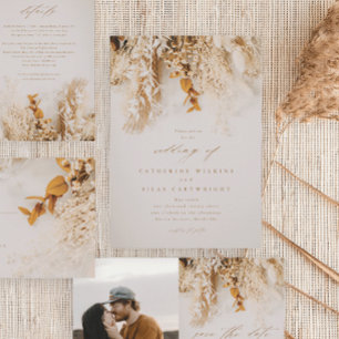 Boho Fall Flowers Photo Wedding Save The Date