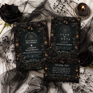 Gothic Goth Winter Wedding Thank You Card