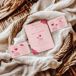 Blush Wine Citrus Bridal Shower Thank You Card