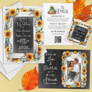 Sunflower Pumpkin Rustic Country Wedding Details Enclosure Card