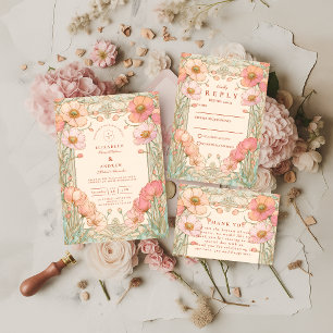 Pastel Poppy Garden Wedding Save The Date