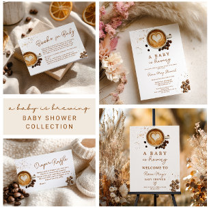 Modern Fall Coffee Baby is Brewing Baby Shower Invitation