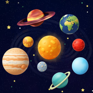 Cute Space Outer Solar System Personalised Name Water Bottle